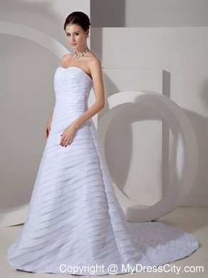 Beautiful A-line Sweetheart Court Train Ruched Wedding Dress