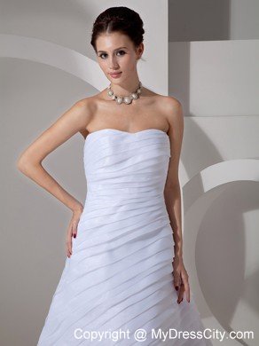 Beautiful A-line Sweetheart Court Train Ruched Wedding Dress