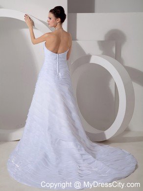 Beautiful A-line Sweetheart Court Train Ruched Wedding Dress