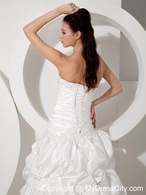 A-line Off The Shoulder Court Train Appliques Wedding Dress