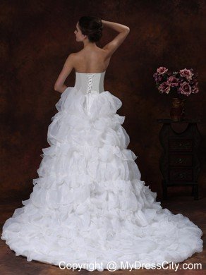 Popular Beading Strapless Tiered Skirt Lace-up Wedding Dress