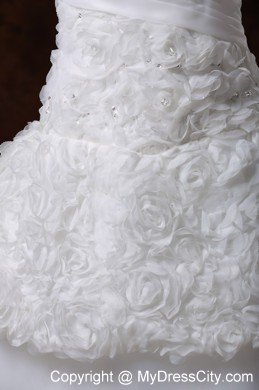 Luxurious Rolling Flowers Princess Chapel Train Wedding Dress
