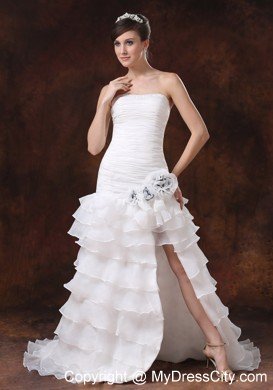 High Slit Brush Train Mermaid Wedding Dress with Hand Flowers