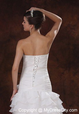 High Slit Brush Train Mermaid Wedding Dress with Hand Flowers