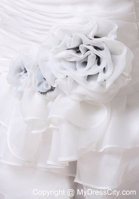 High Slit Brush Train Mermaid Wedding Dress with Hand Flowers