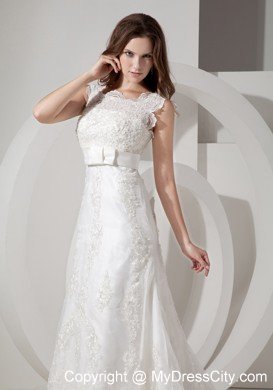 Popular A-line Square Neck Court Train Belt Lace Wedding Dress