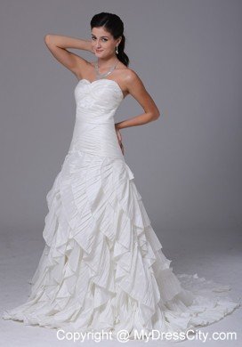 Dazzling Ruffles Sweetheart Ruching Decorated Bust Bridal Gown