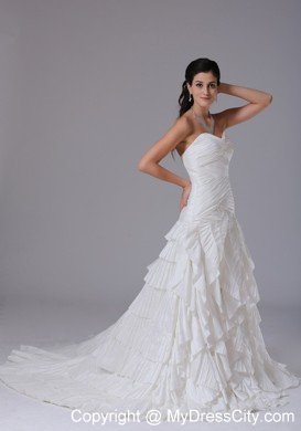 Dazzling Ruffles Sweetheart Ruching Decorated Bust Bridal Gown