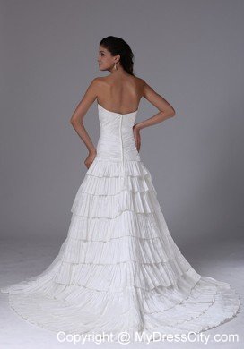 Dazzling Ruffles Sweetheart Ruching Decorated Bust Bridal Gown
