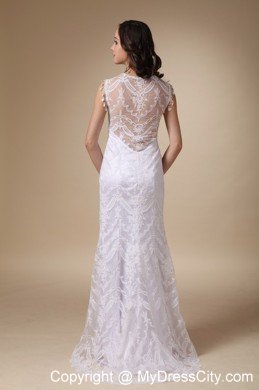 Fashionable Square Neck Brush Train Satin and Lace Bridal Gown