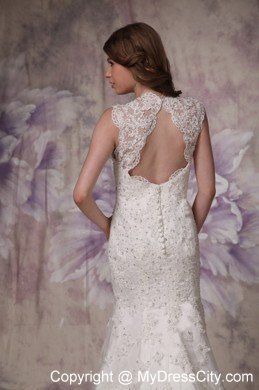 Affordable Mermaid Straps Court Train Lace Beaded Wedding Dress