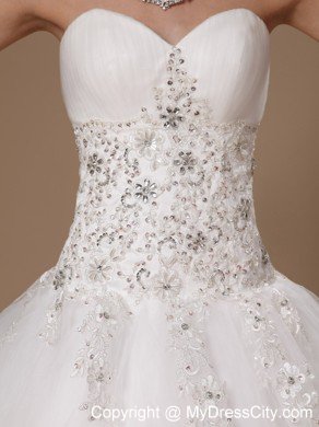 Beaded And Appliques Decorated Bodice Sweetheart wedding Gown