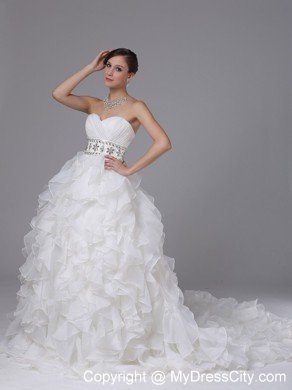 Gorgeous Wedding Dress with Beading Decorated Waist and Layers