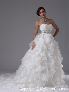 Gorgeous Wedding Dress with Beading Decorated Waist and Layers