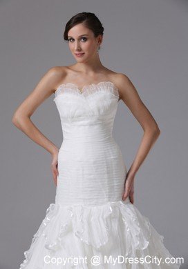 Mermaid Sweetheart Ruched and Ruffles Court Train Bridal Gown