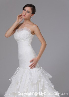 Mermaid Sweetheart Ruched and Ruffles Court Train Bridal Gown