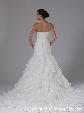 Mermaid Sweetheart Ruched and Ruffles Court Train Bridal Gown