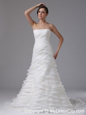 A-line Wedding Dress with Ruffled Layers and Ruched Bodice