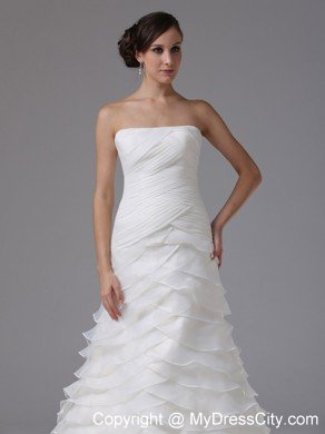 A-line Wedding Dress with Ruffled Layers and Ruched Bodice