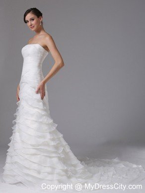 A-line Wedding Dress with Ruffled Layers and Ruched Bodice