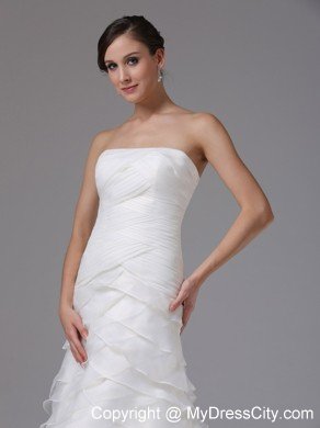 A-line Wedding Dress with Ruffled Layers and Ruched Bodice
