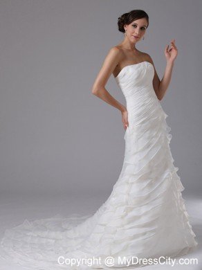 A-line Wedding Dress with Ruffled Layers and Ruched Bodice