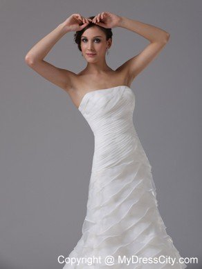 A-line Wedding Dress with Ruffled Layers and Ruched Bodice