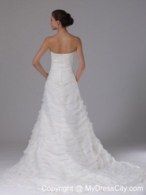 A-line Wedding Dress with Ruffled Layers and Ruched Bodice