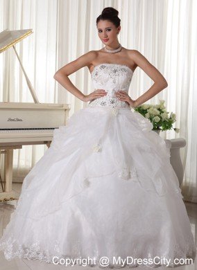 Beaded Over Bodice and Pick-up Ball Gown Strapless Bridal Gown