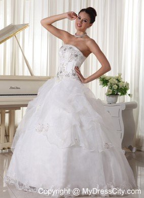 Beaded Over Bodice and Pick-up Ball Gown Strapless Bridal Gown