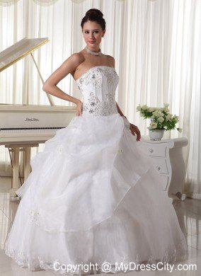 Beaded Over Bodice and Pick-up Ball Gown Strapless Bridal Gown