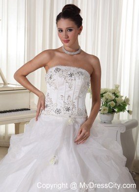 Beaded Over Bodice and Pick-up Ball Gown Strapless Bridal Gown
