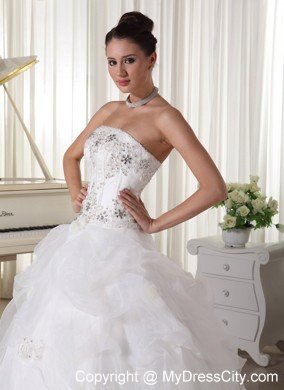 Beaded Over Bodice and Pick-up Ball Gown Strapless Bridal Gown