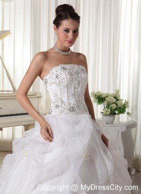 Beaded Over Bodice and Pick-up Ball Gown Strapless Bridal Gown