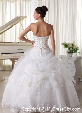 Beaded Over Bodice and Pick-up Ball Gown Strapless Bridal Gown