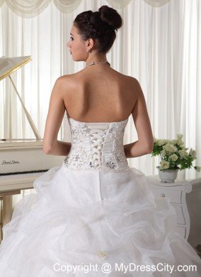 Beaded Over Bodice and Pick-up Ball Gown Strapless Bridal Gown