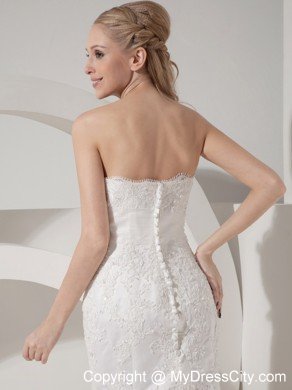 Mermaid Chapel Train Lace and Taffeta Beading Wedding Bridal Gown