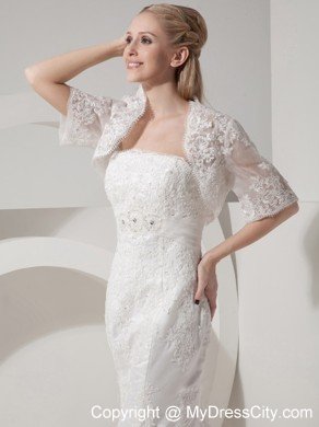 Mermaid Chapel Train Lace and Taffeta Beading Wedding Bridal Gown