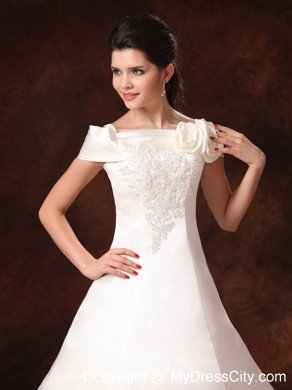 Off The Shoulder Appliques Cathedral Train Lace Wedding Dress