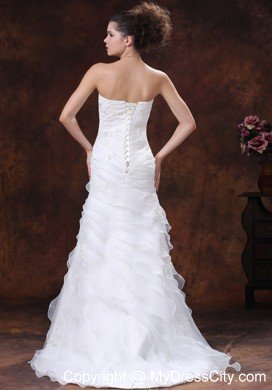 Ruched Bodice Organza for 2013 Wedding Dress With Appliques
