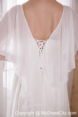 Princess V-neck Court Train Chiffon Beading Maternity Bride Dress