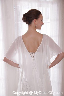 Princess V-neck Court Train Chiffon Beading Maternity Bride Dress