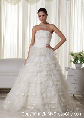 Beautiful Strapless Appliques Ruffled Layers 2013 Wedding Gowns