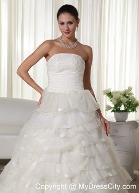 Beautiful Strapless Appliques Ruffled Layers 2013 Wedding Gowns
