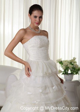 Beautiful Strapless Appliques Ruffled Layers 2013 Wedding Gowns