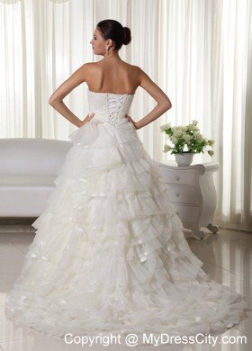 Beautiful Strapless Appliques Ruffled Layers 2013 Wedding Gowns