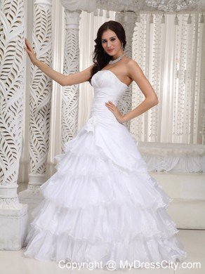 New Princess Strapless Beading Ruffled Layers Wedding Dress