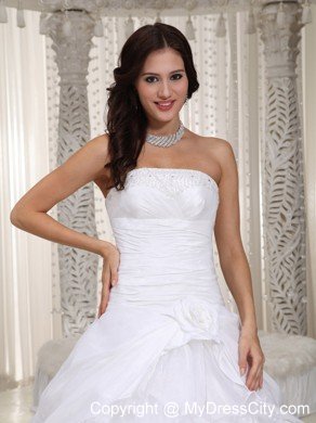 New Princess Strapless Beading Ruffled Layers Wedding Dress
