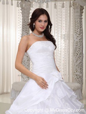 New Princess Strapless Beading Ruffled Layers Wedding Dress