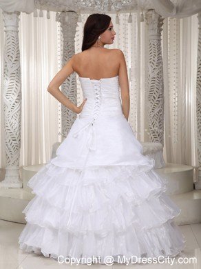 New Princess Strapless Beading Ruffled Layers Wedding Dress